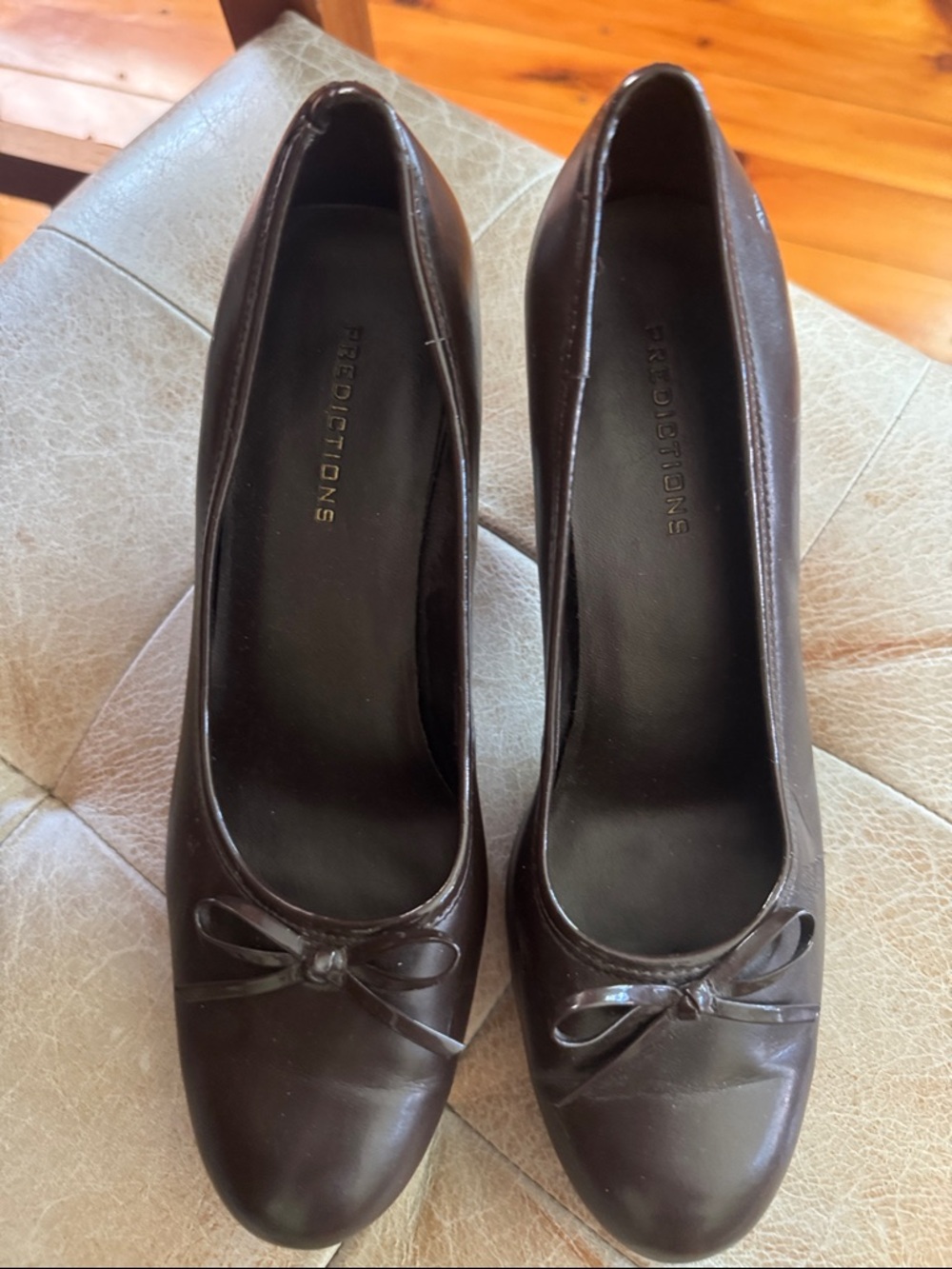 Predictions Dark Brown Patent Ballet Flats with Bow Accent